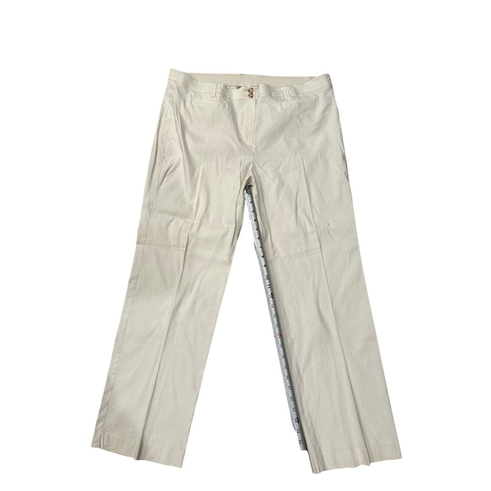 J. Jill‎ Linen Stretch Cream Straight Leg Trousers Plus Size 18 Off White Pants